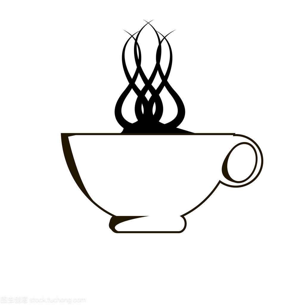 概述了杯茶或咖啡的手画矢量图。Ca
